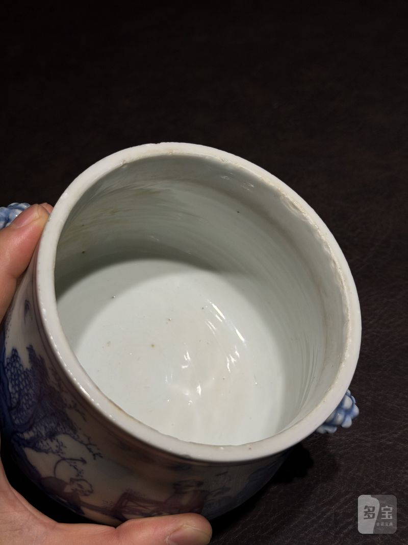 明崇祯 青花罗汉图狮耳炉 - 图18